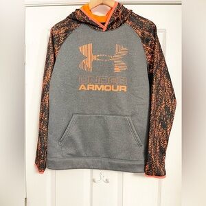 Under Armour Boys Gray Hoodie with Orange Accents